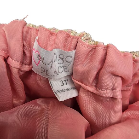 Gold & Pink Metallic Toddler Skirt Polka Dot Tulle Layer Elastic Waist 3T JJ3928 - Picture 3 of 7